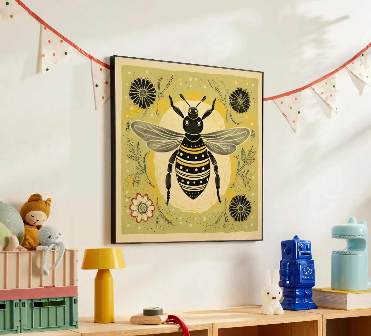 Ape verde Bumblebee 4 alluminio dibond da Minimal Animal Art