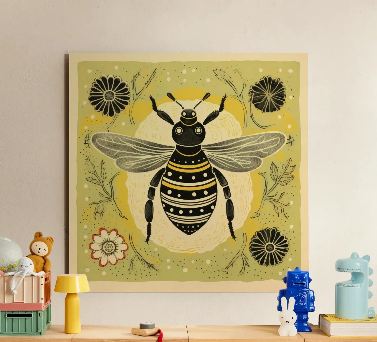 Ape verde Bumblebee 4 alluminio dibond da Minimal Animal Art