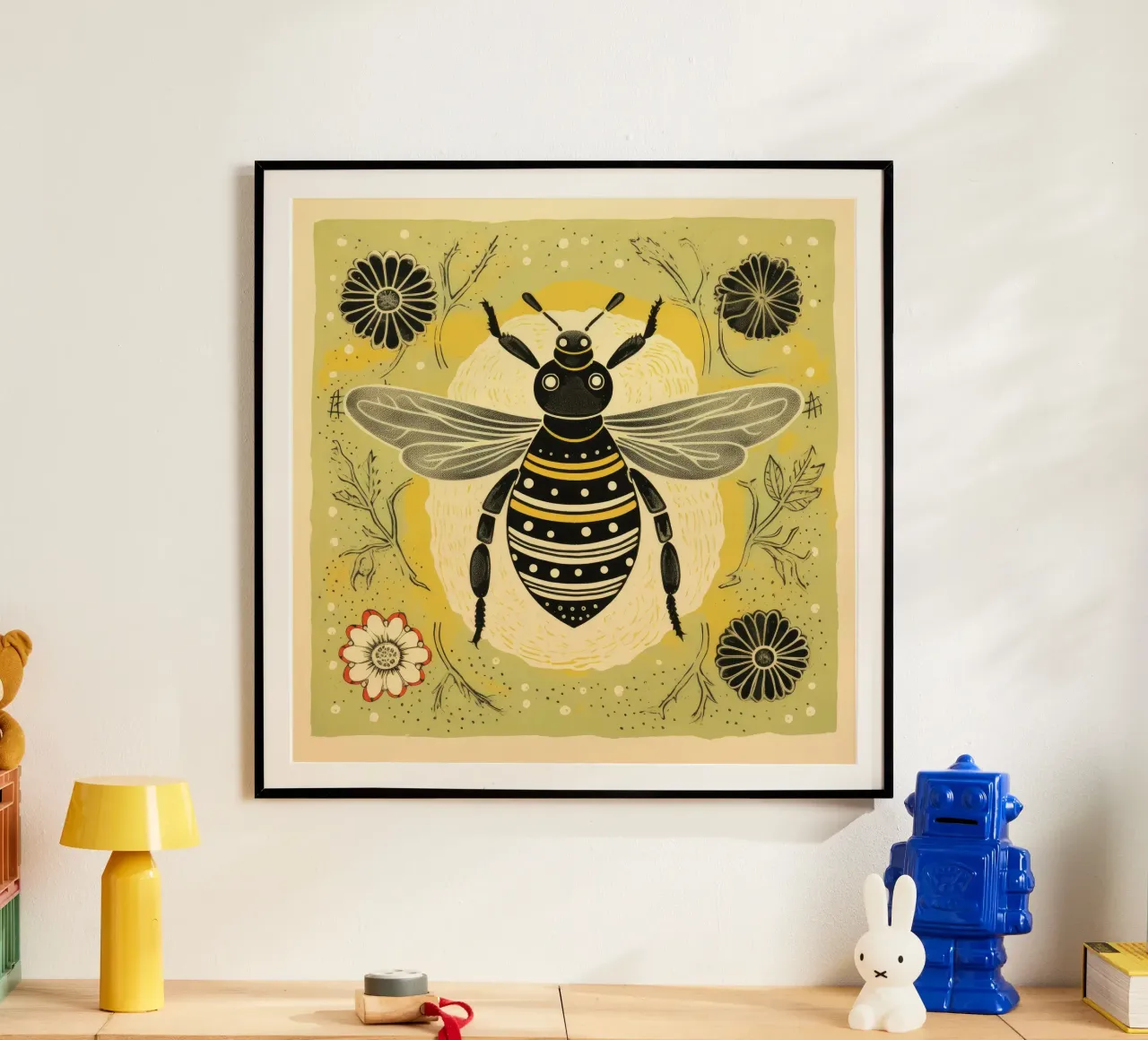 Ape verde Bumblebee 4 poster con telaio in plastica da Minimal Animal Art