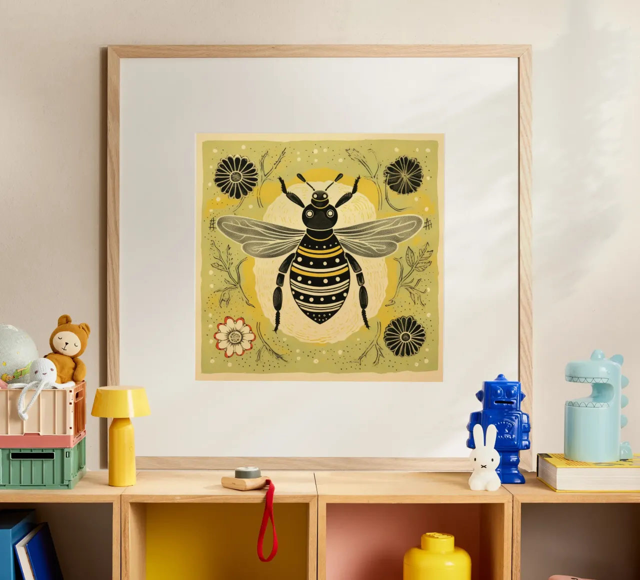 Ape verde Bumblebee 4 poster con telaio in plastica da Minimal Animal Art
