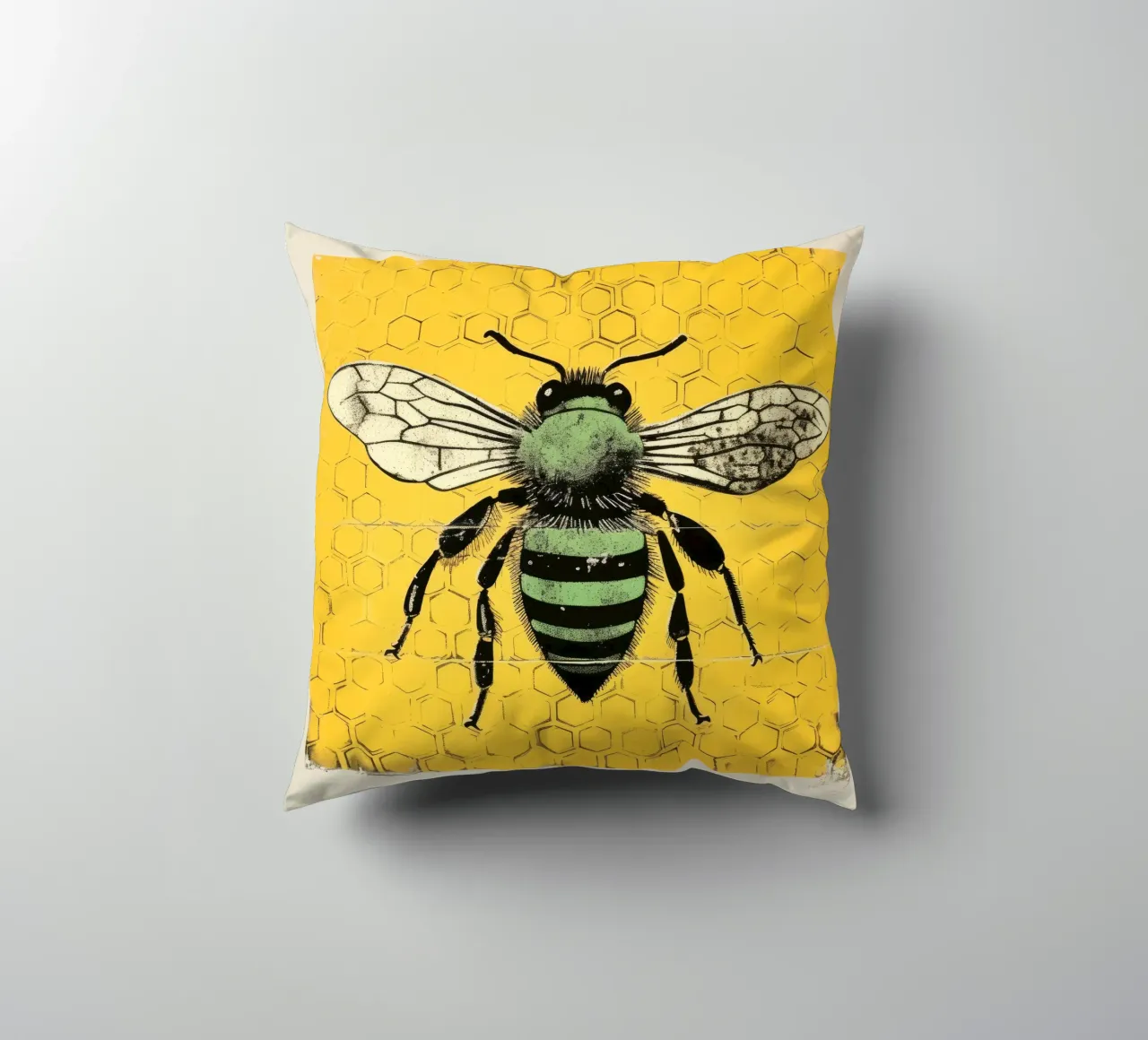 Ape verde Honeybee 1 cuscino da Minimal Animal Art