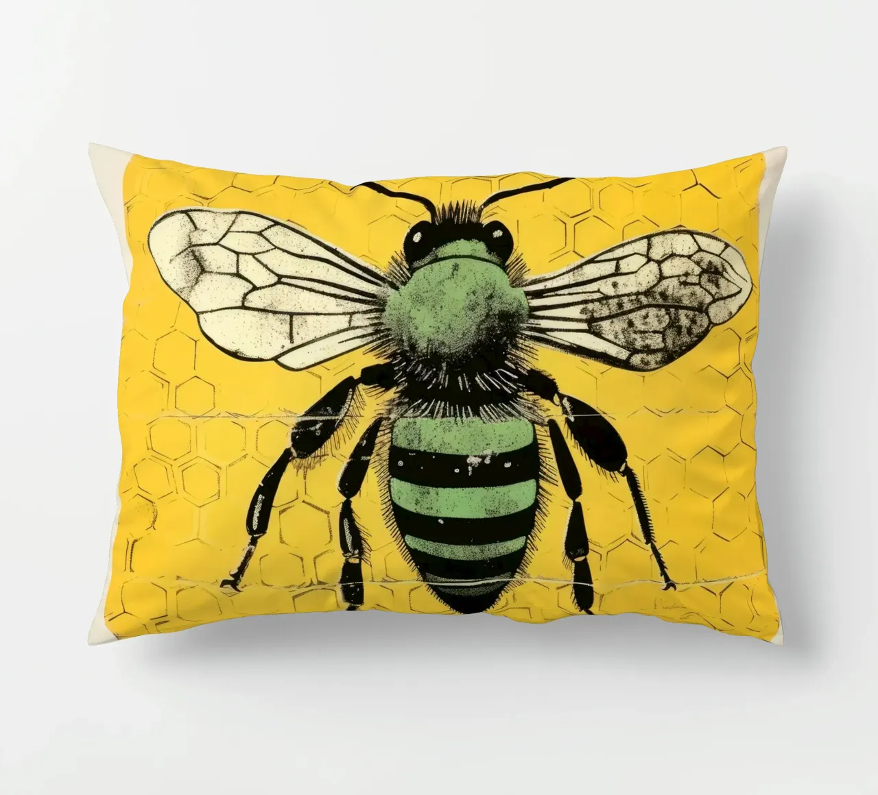 Ape verde Honeybee 1 cuscino da Minimal Animal Art