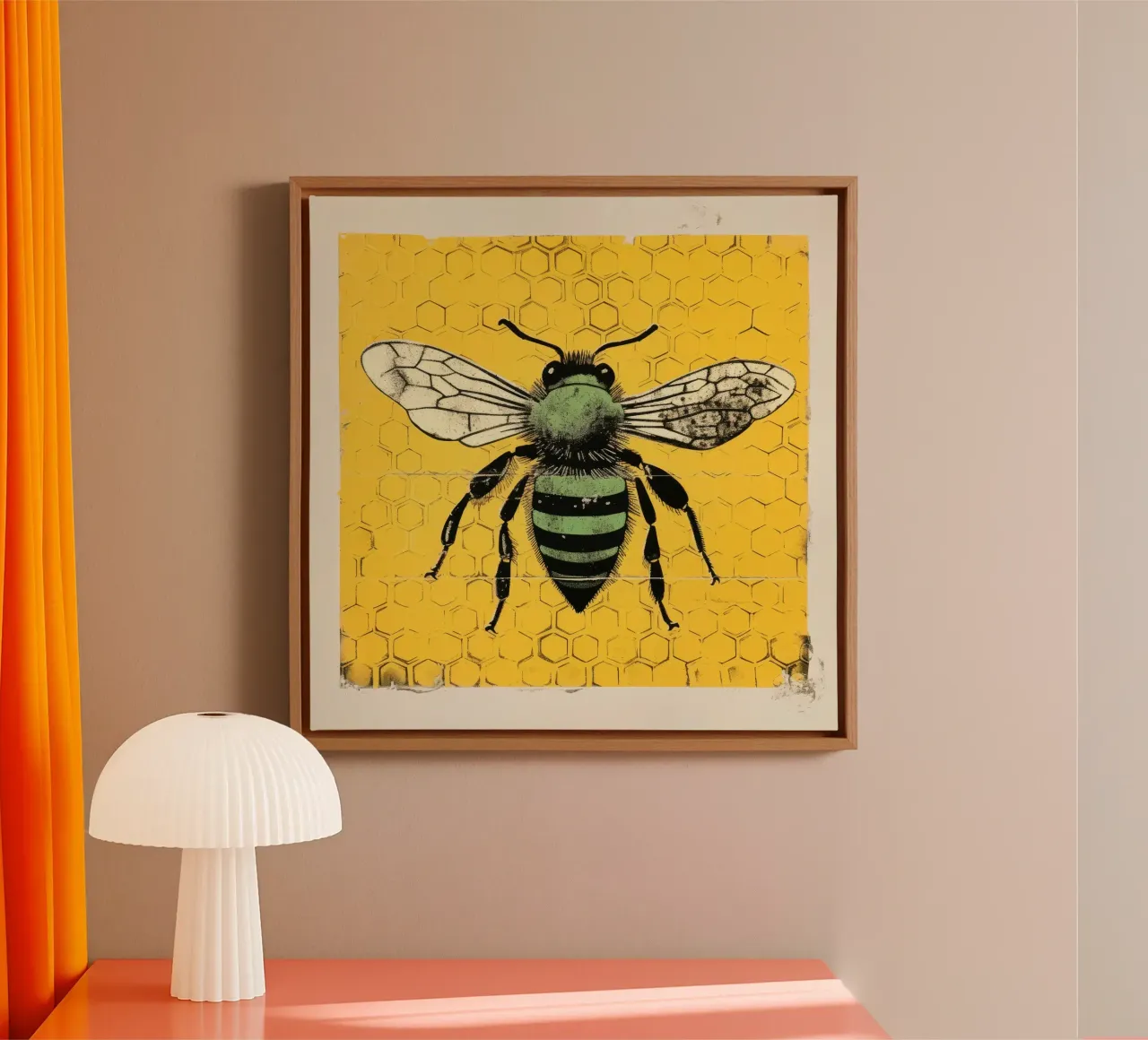 Ape verde Honeybee 1 tela con Cornice a cassetta da Minimal Animal Art