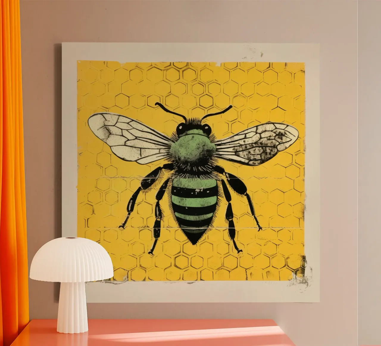 Ape verde Honeybee 1 tela con Cornice a cassetta da Minimal Animal Art