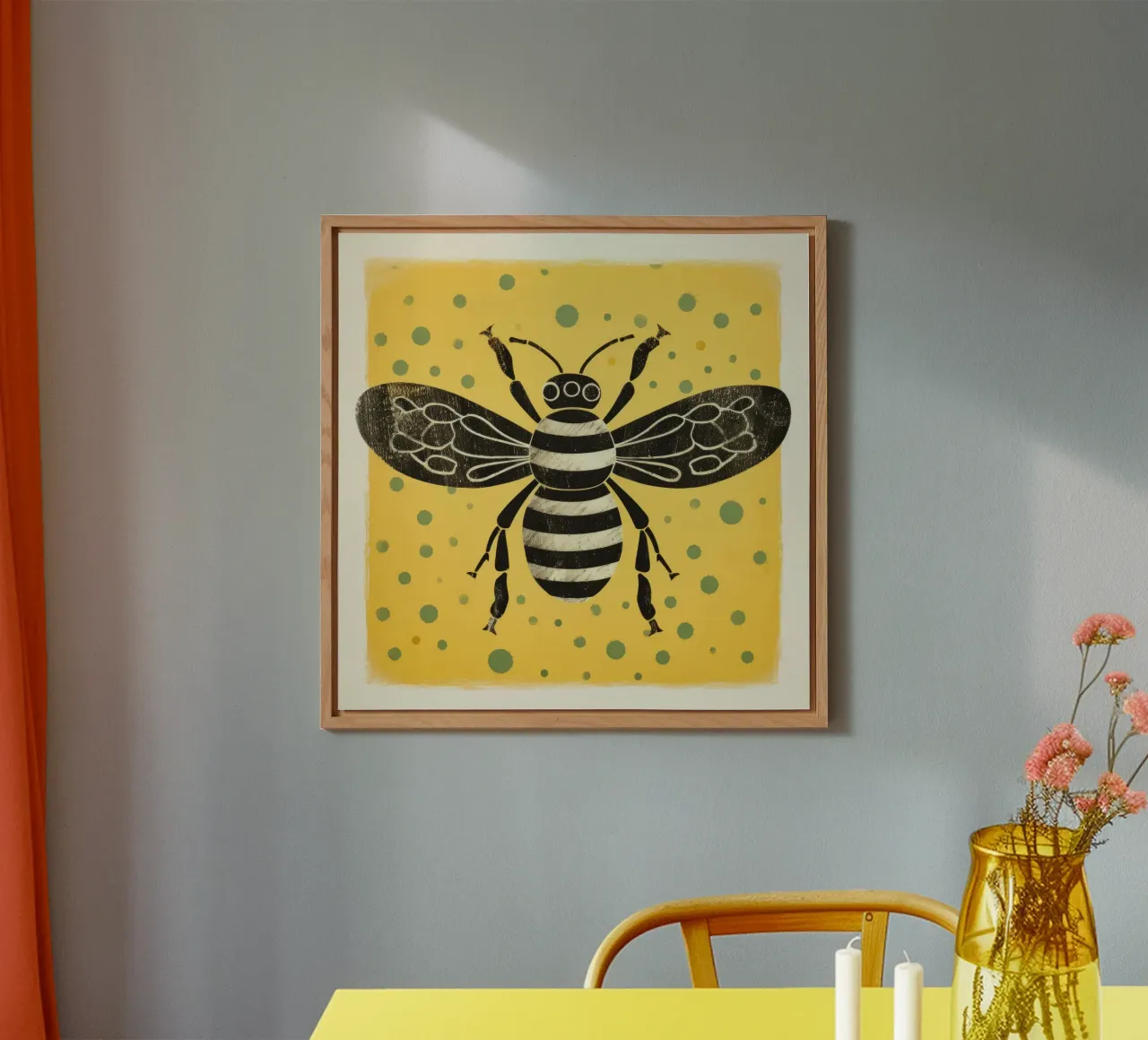 Ape verde Honeybee 2 alluminio dibond da Minimal Animal Art
