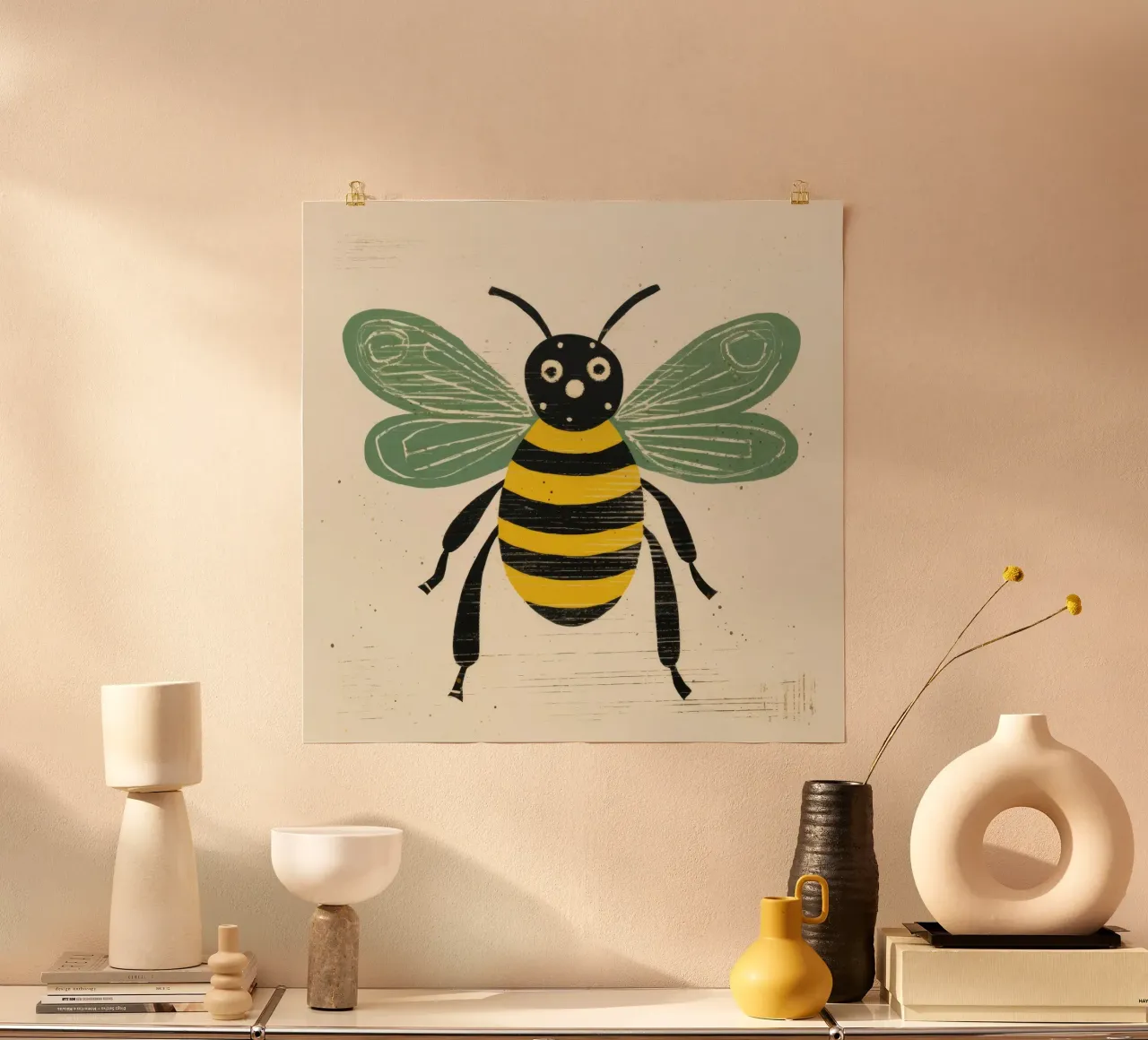 Ape verde Honeybee 3 carta hahnemühle da Minimal Animal Art