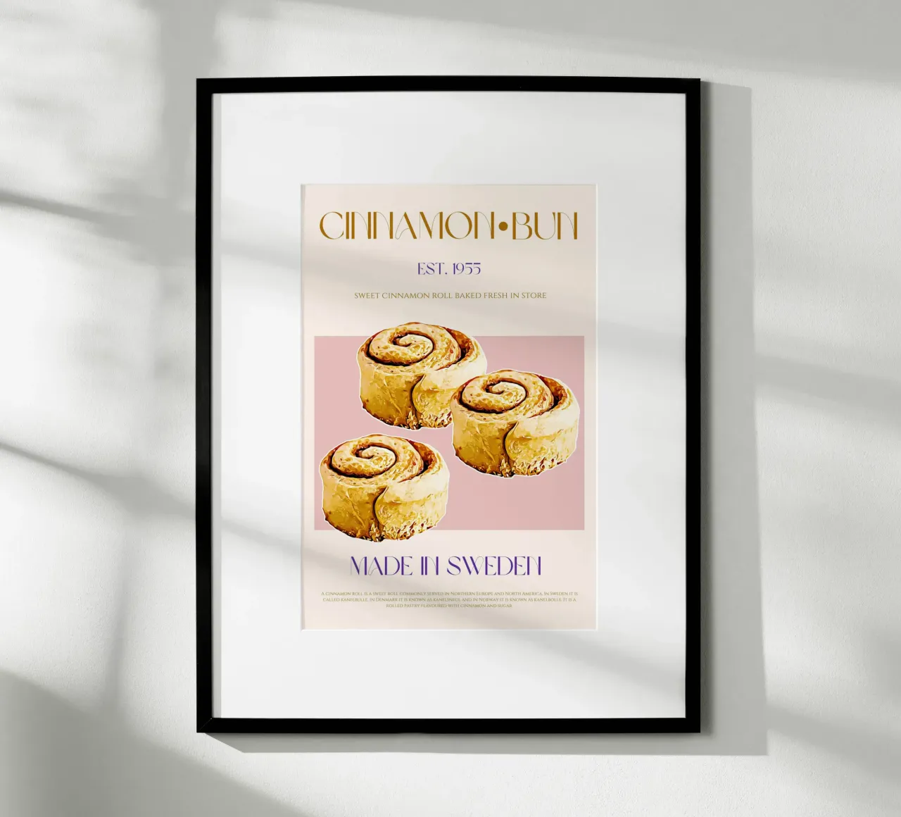 Stampa di un panino alla cannella poster con telaio in alluminio da KOKRPrints
