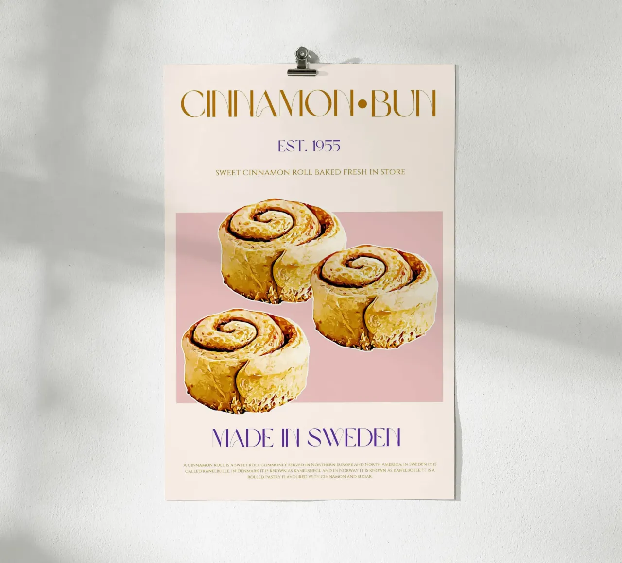 Stampa di un panino alla cannella poster con telaio in alluminio da KOKRPrints