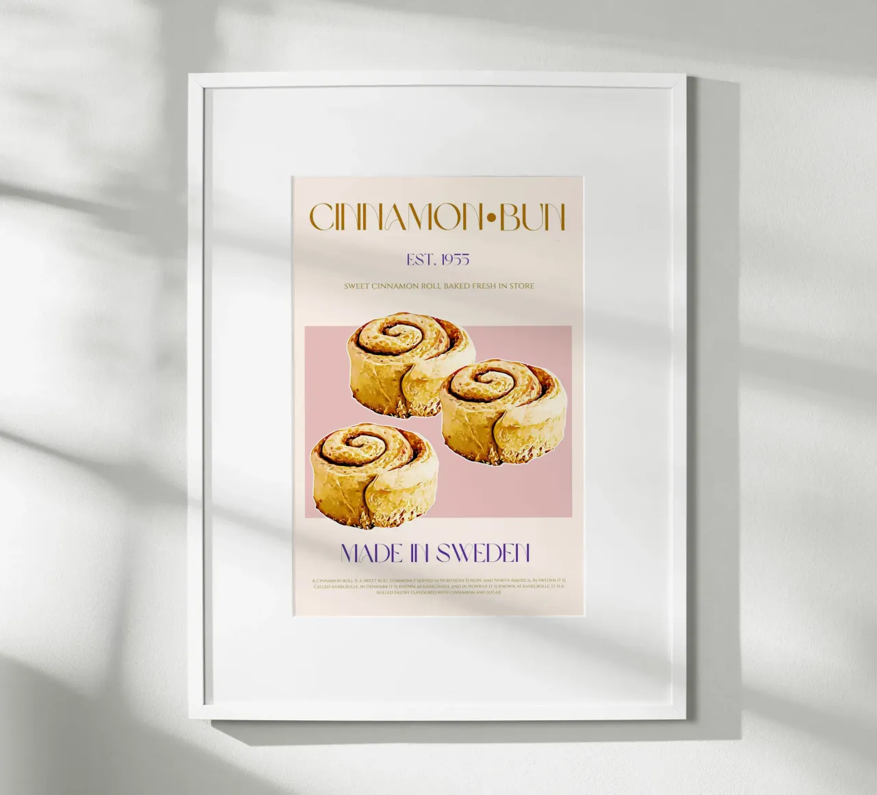 Stampa di un panino alla cannella poster con telaio in alluminio da KOKRPrints