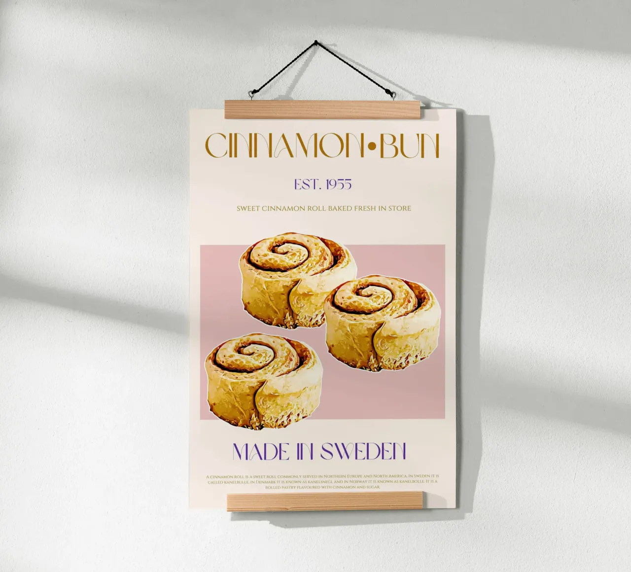Stampa di un panino alla cannella poster con telaio in alluminio da KOKRPrints