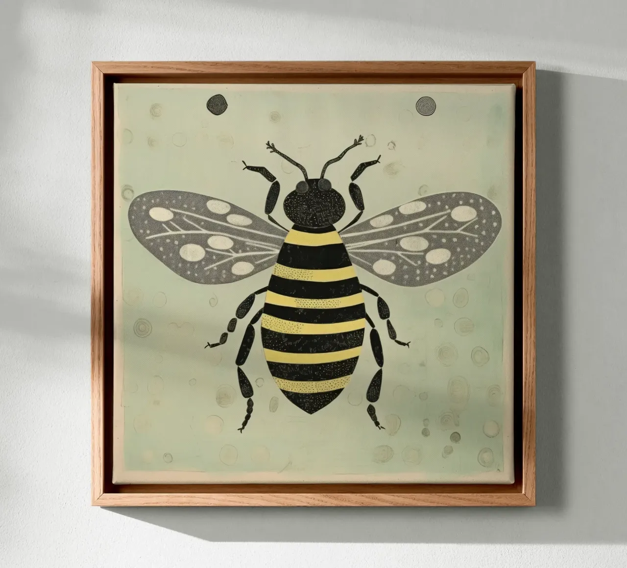 Ape verde Honeybee 4 tela con Cornice a cassetta da Minimal Animal Art