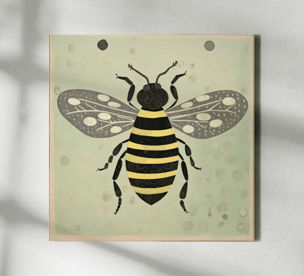 Ape verde Honeybee 4 tela con Cornice a cassetta da Minimal Animal Art