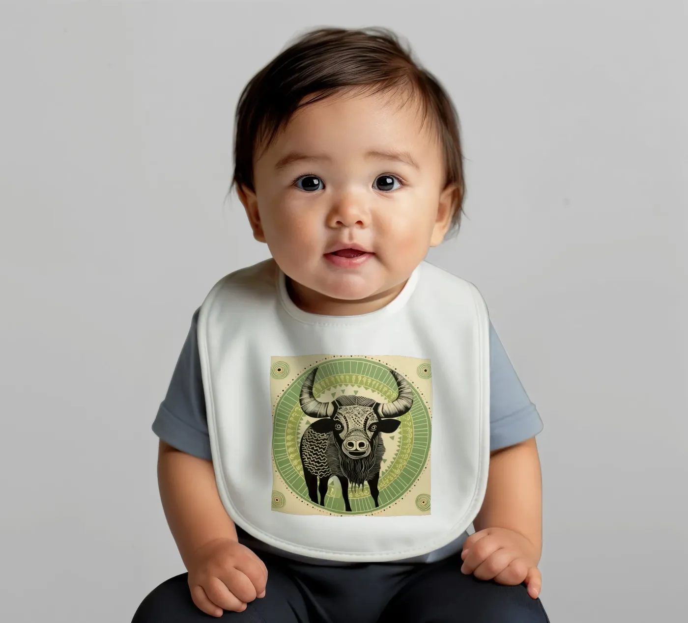 Buffle vert bavoir de Minimal Animal Art