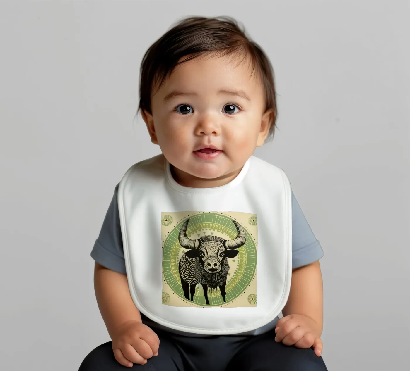 Buffle vert bavoir de Minimal Animal Art