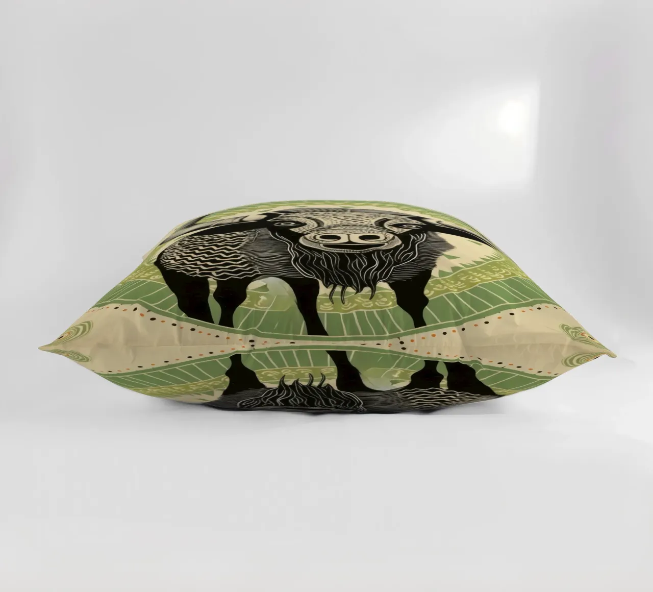 Bufalo verde 1 cuscino da Minimal Animal Art