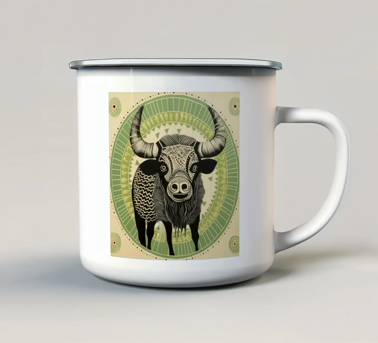 Bufalo verde 1 tazza in smalto da Minimal Animal Art