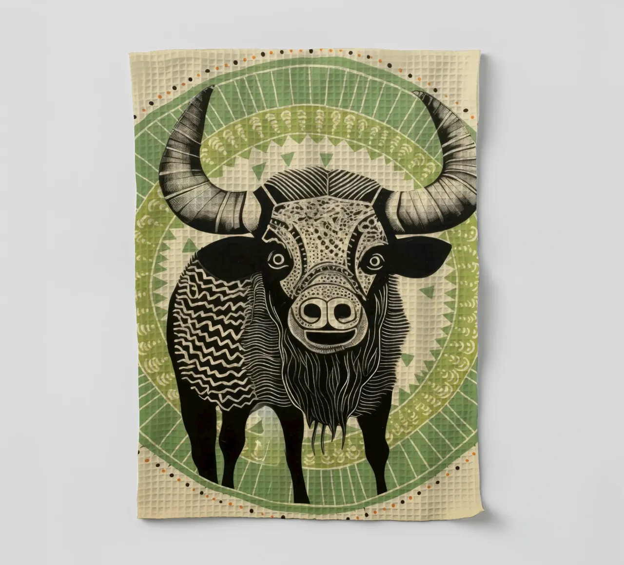 Buffle vert 1 torchon de Minimal Animal Art