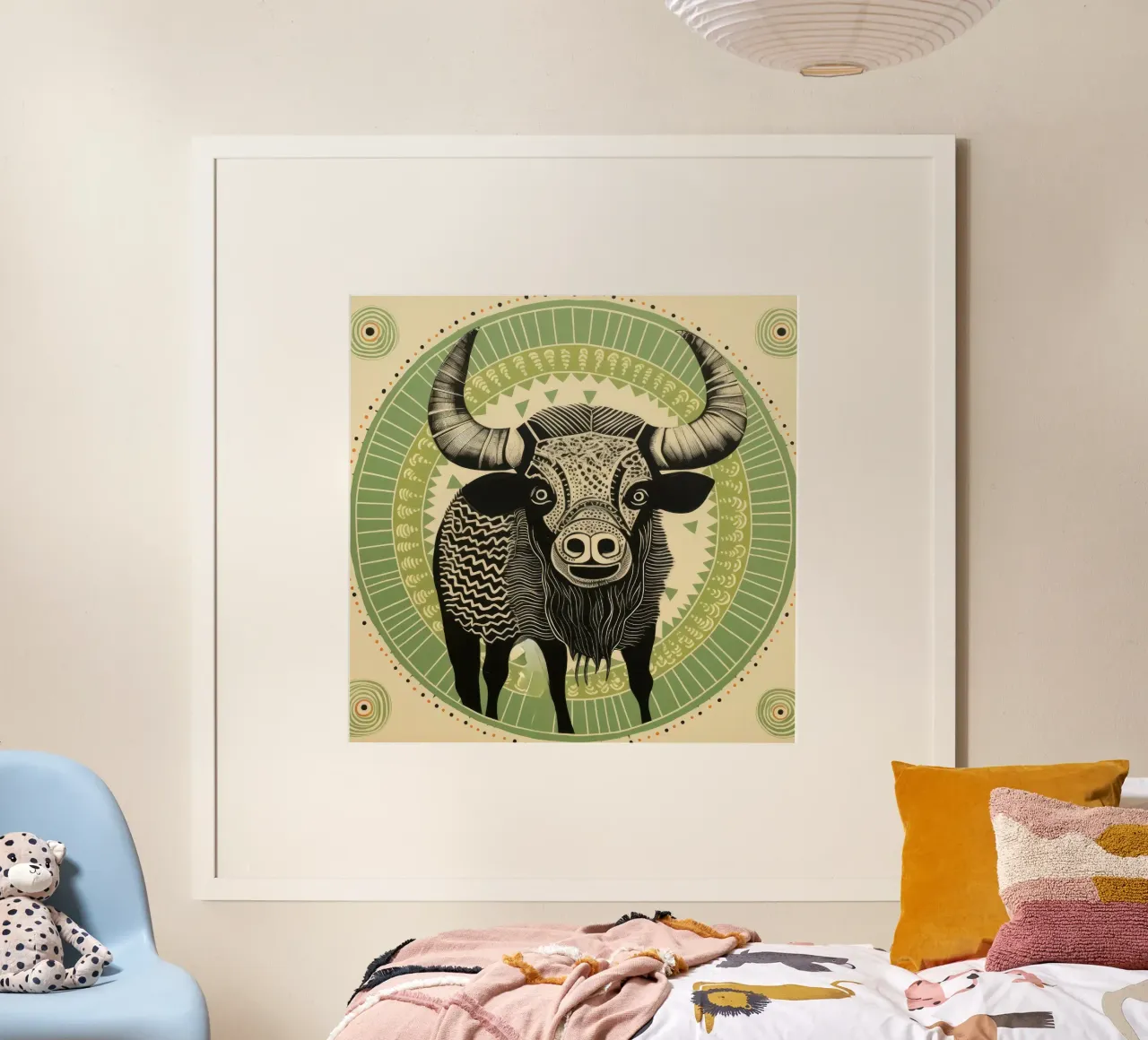 Bufalo verde 1 poster da Minimal Animal Art