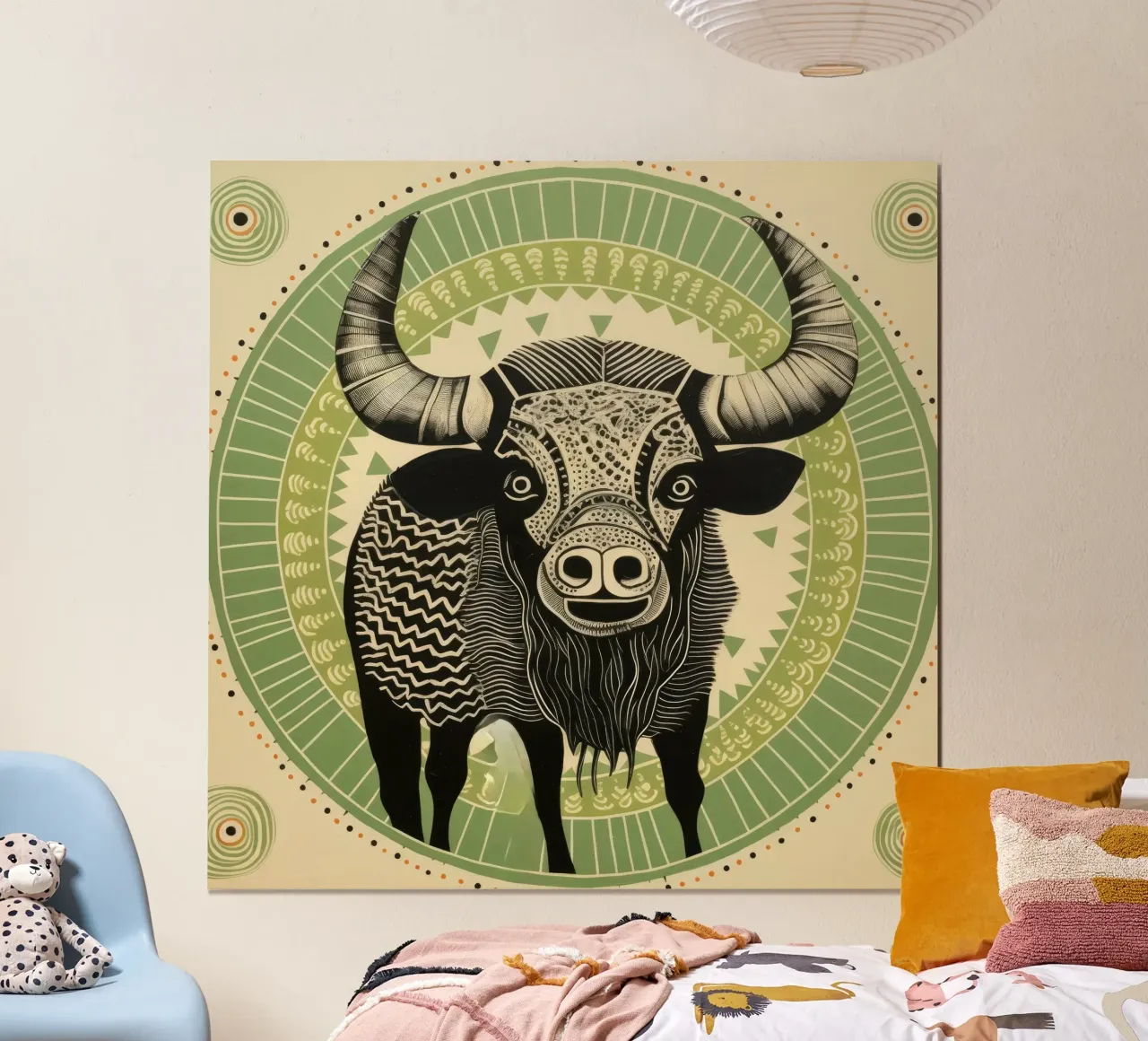 Bufalo verde 1 poster da Minimal Animal Art