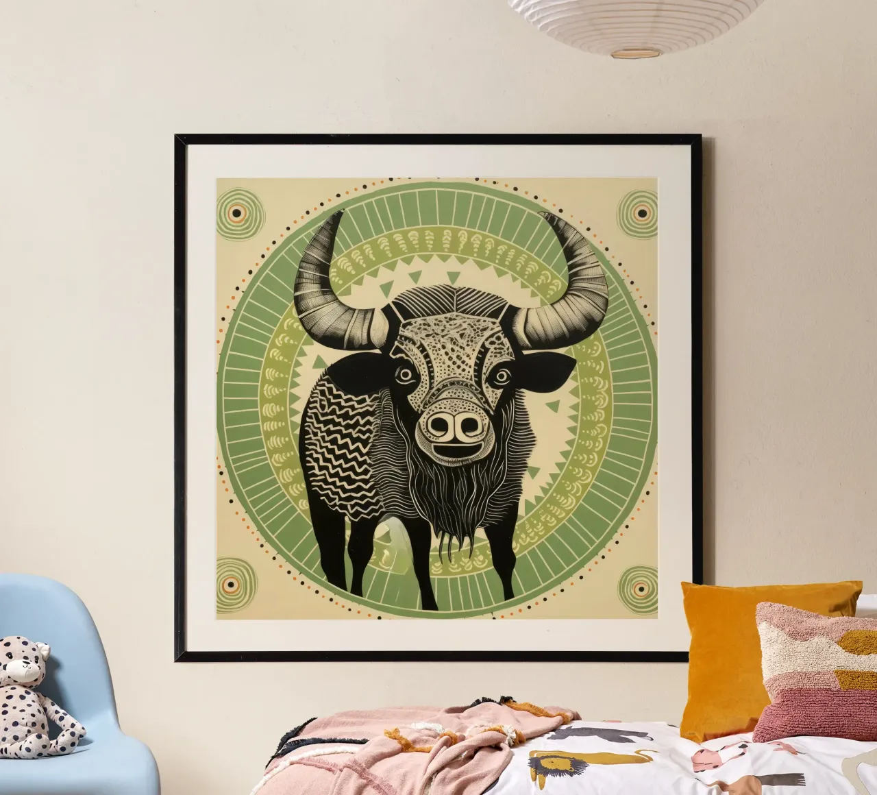 Bufalo verde 1 poster da Minimal Animal Art