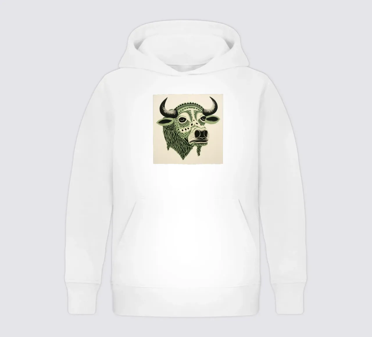 Buffle vert 2 sweat à capuche enfant de Minimal Animal Art