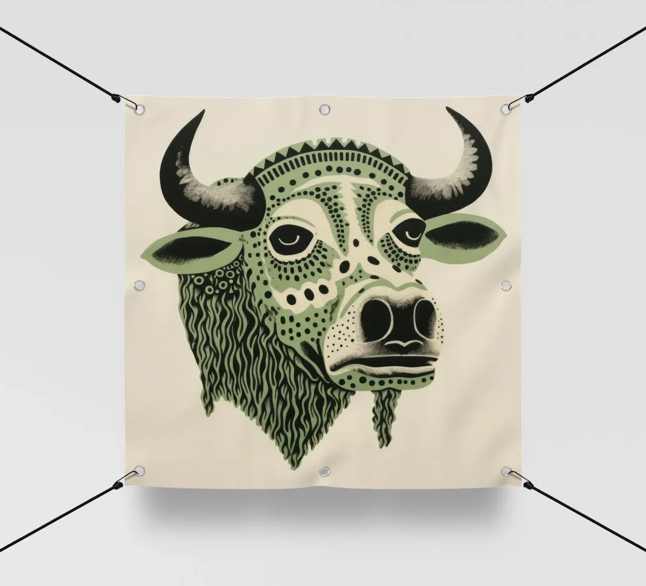 Bufalo verde 2 telo in pvc da Minimal Animal Art