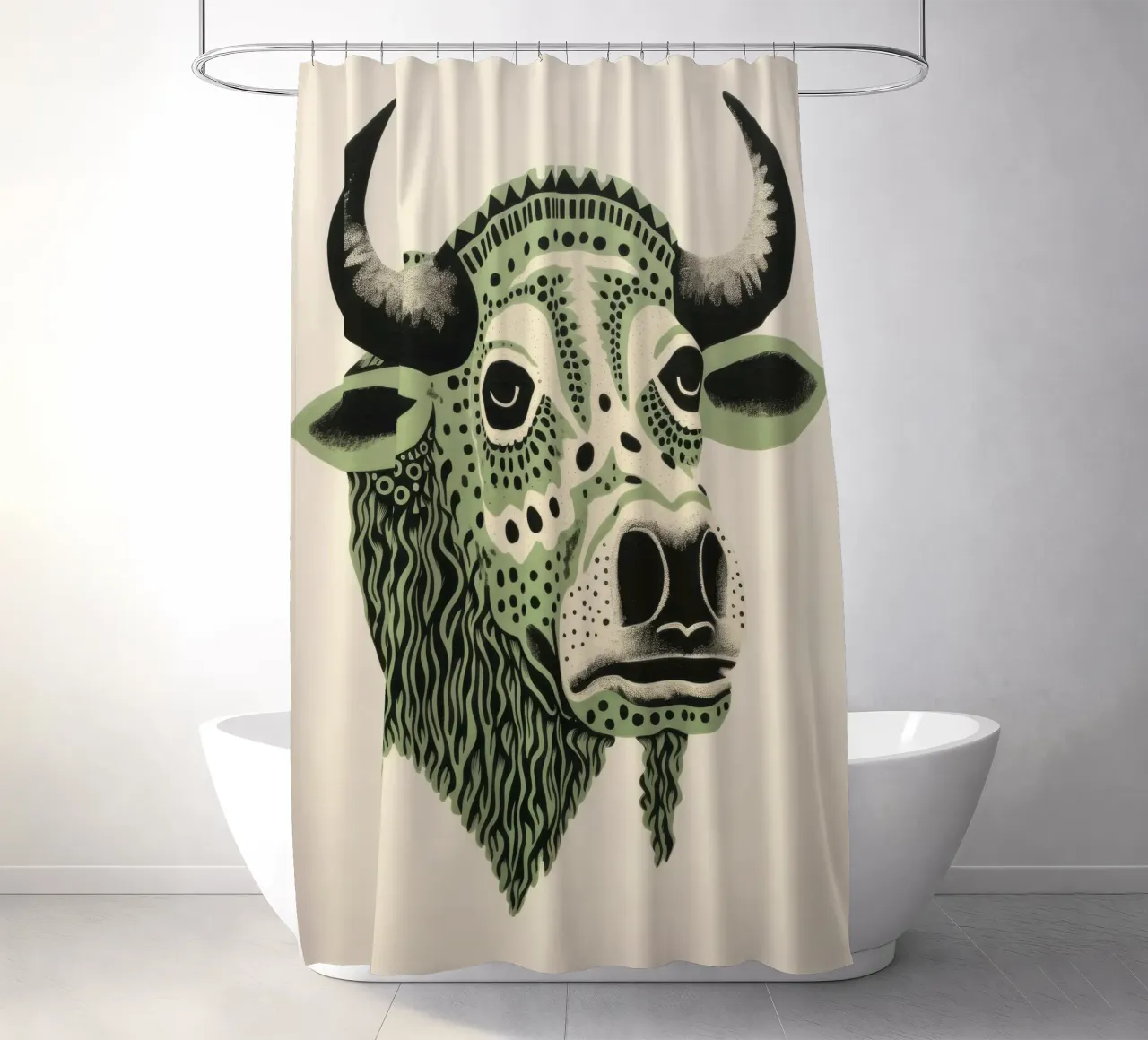 Buffle vert 2 rideau de douche de Minimal Animal Art