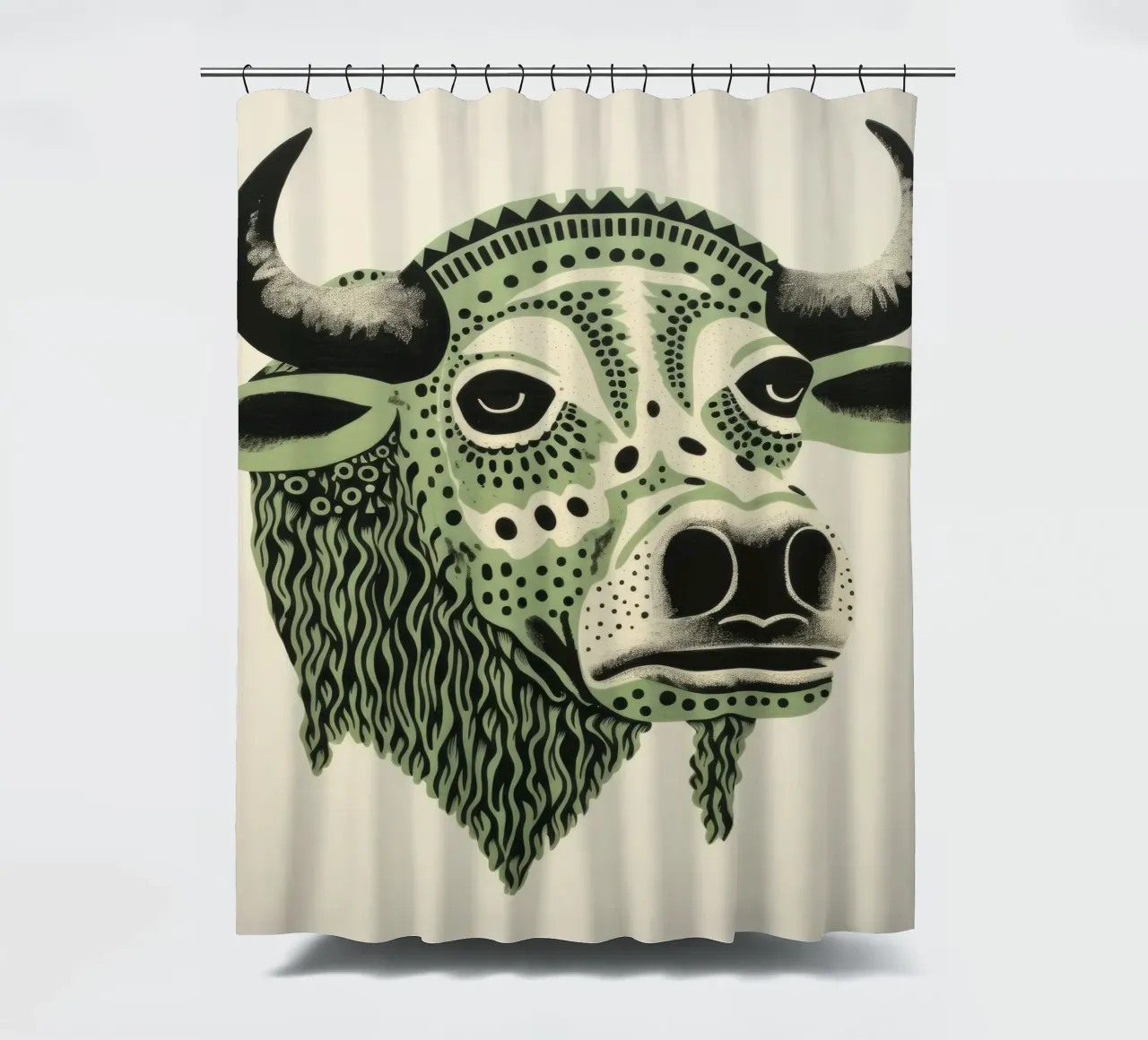 Buffle vert 2 rideau de douche de Minimal Animal Art