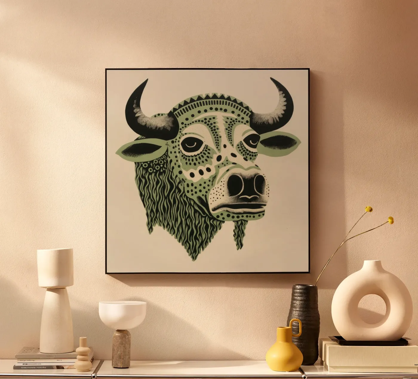 Green Buffalo plexiglass da Minimal Animal Art