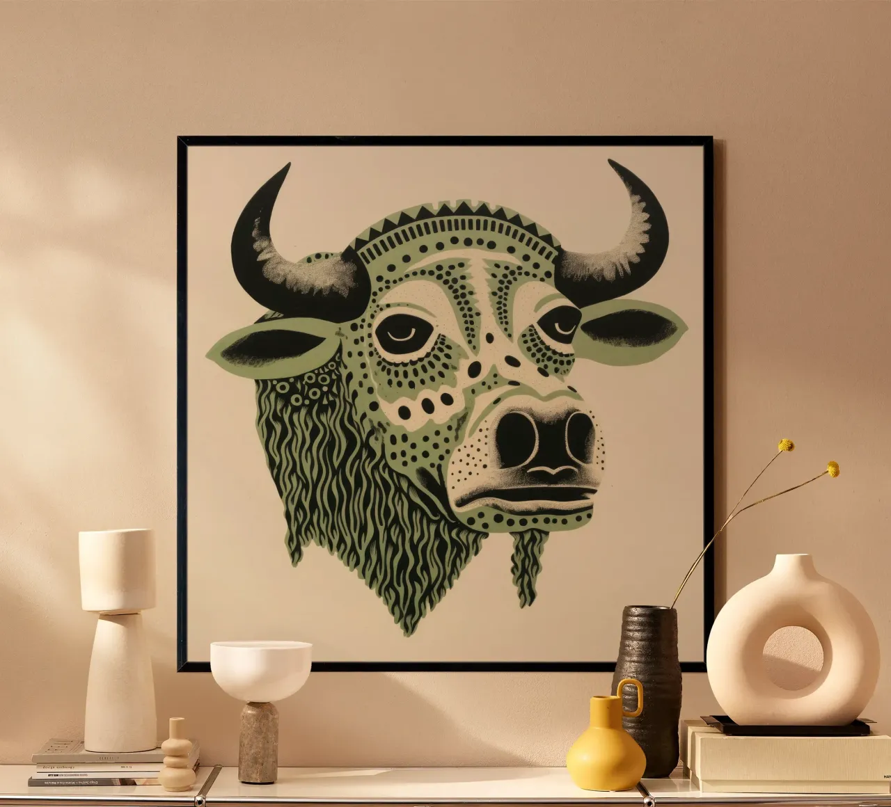Buffle vert 2 hahnemühle de Minimal Animal Art