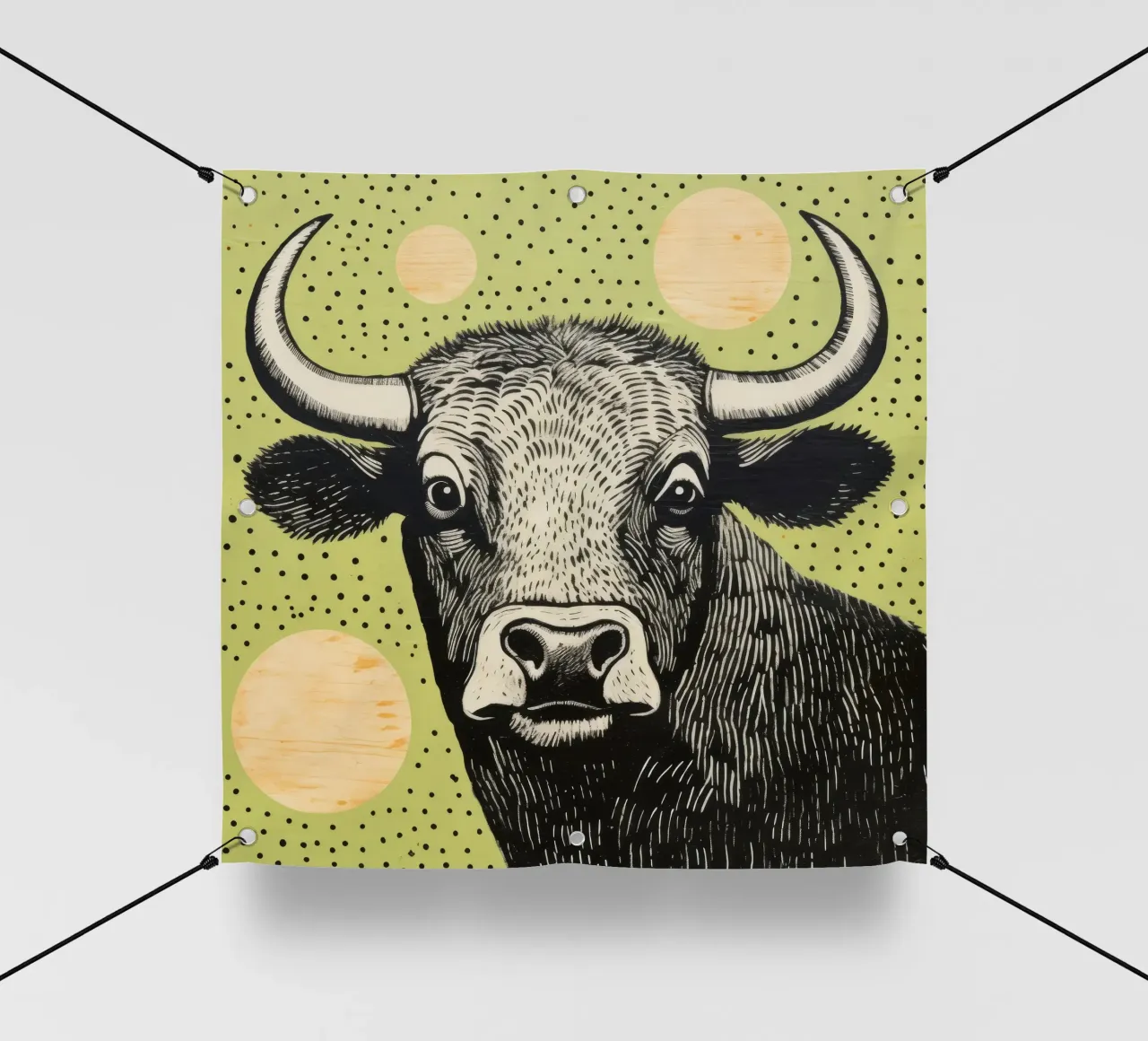 Bufalo verde 3 telo in pvc da Minimal Animal Art
