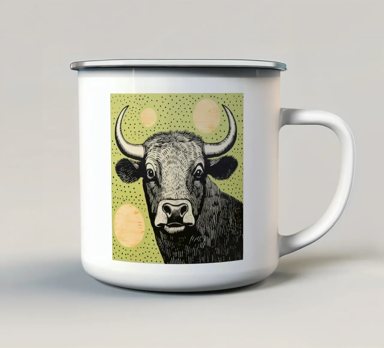 Bufalo verde 3 tazza in smalto da Minimal Animal Art