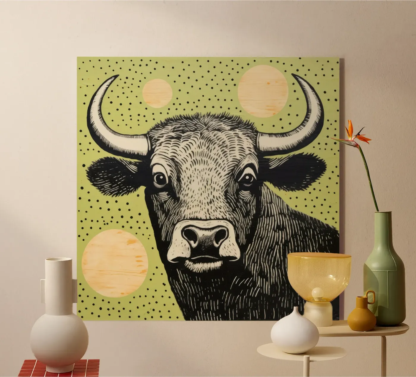 Green Buffalo plexiglas de Minimal Animal Art
