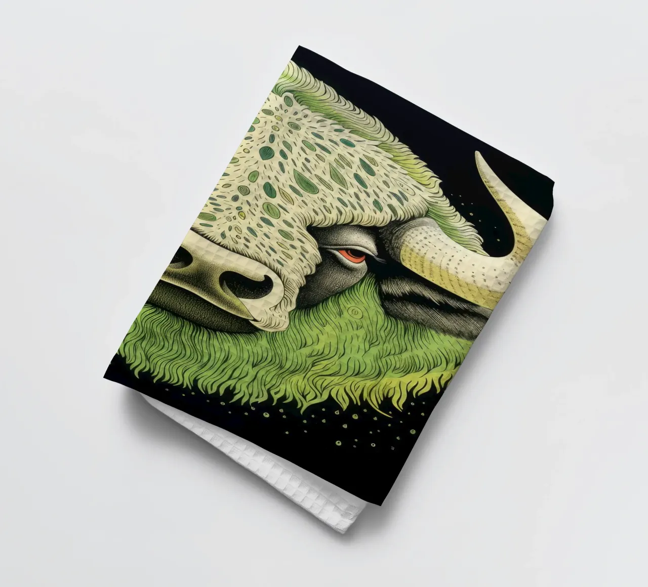 Buffle vert 4 torchon de Minimal Animal Art