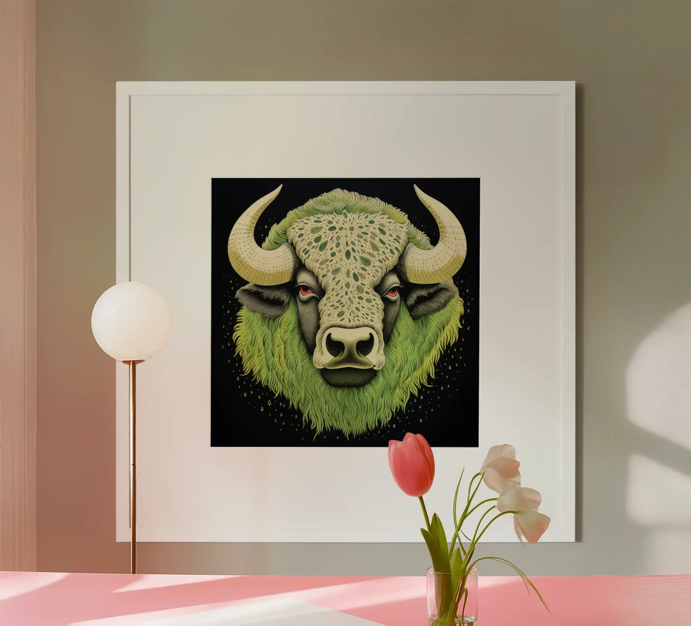 Bufalo verde poster da Minimal Animal Art