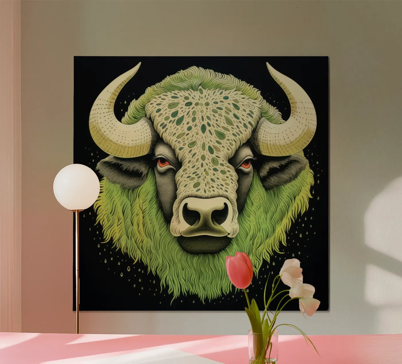 Bufalo verde poster da Minimal Animal Art