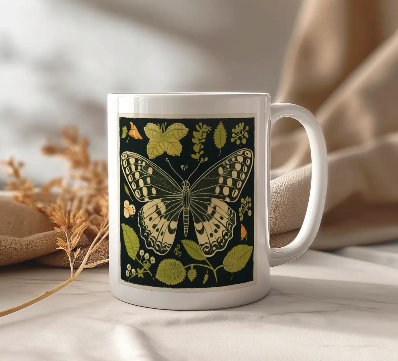 Farfalla verde 1 tazza in ceramica da Minimal Animal Art