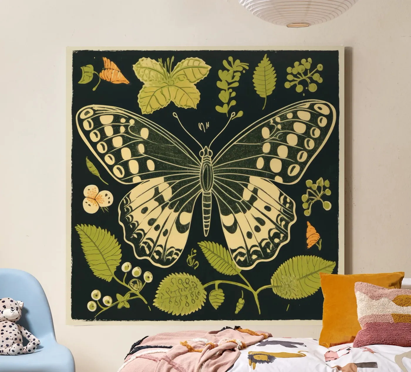 Farfalla verde tela da Minimal Animal Art