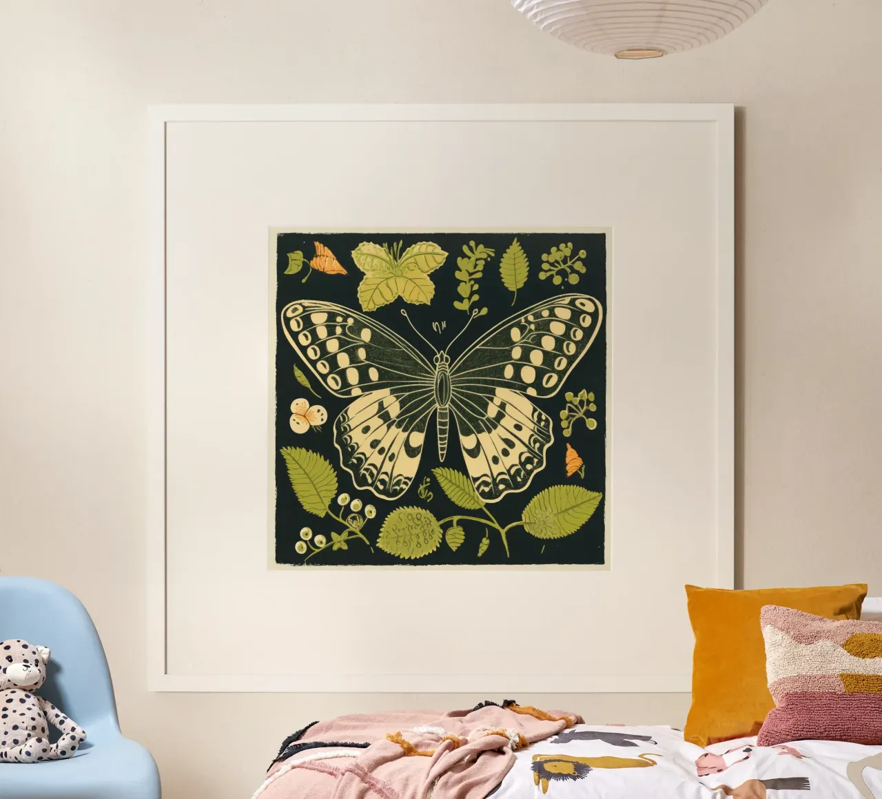 Farfalla verde poster da Minimal Animal Art