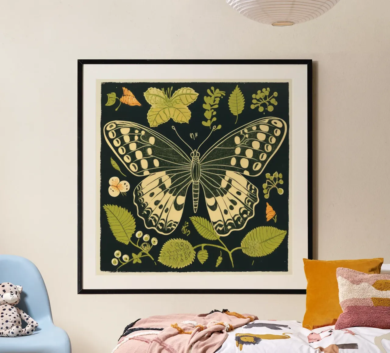 Farfalla verde poster da Minimal Animal Art