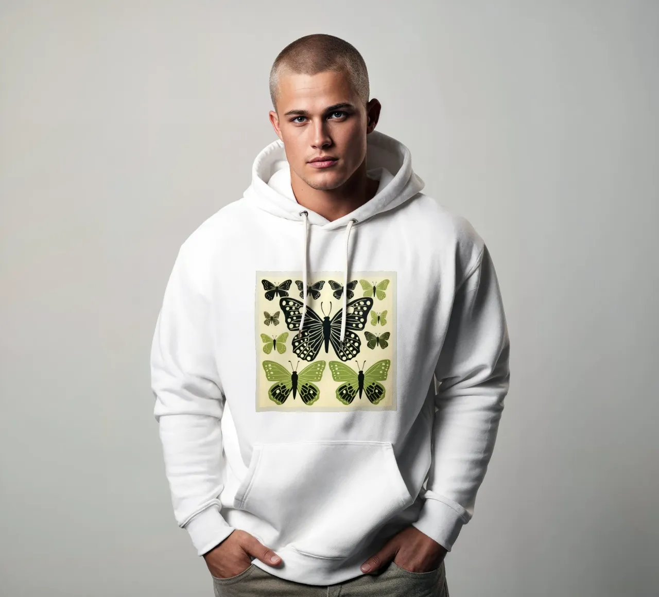Farfalla verde 2 felpa con cappuccio da Minimal Animal Art