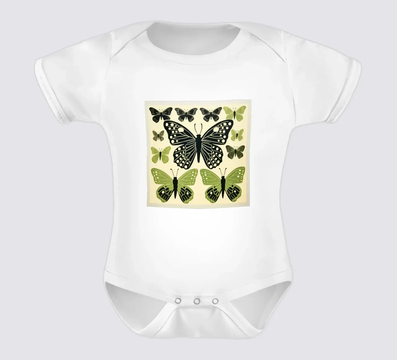 Farfalla verde 2 body neonato maniche corte da Minimal Animal Art