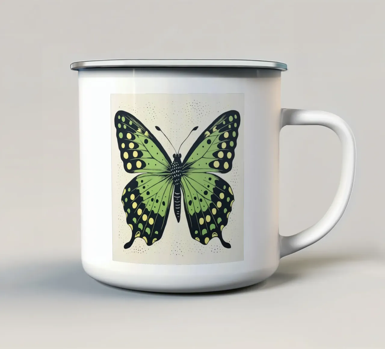 Farfalla verde 3 tazza in smalto da Minimal Animal Art