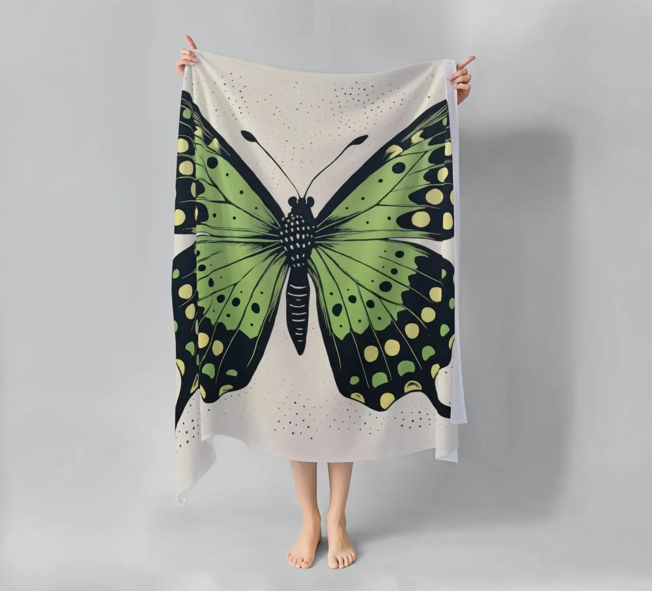 Farfalla verde 3 telo mare da Minimal Animal Art
