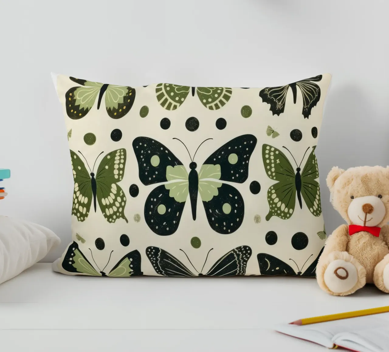 Farfalla verde 4 cuscino da Minimal Animal Art