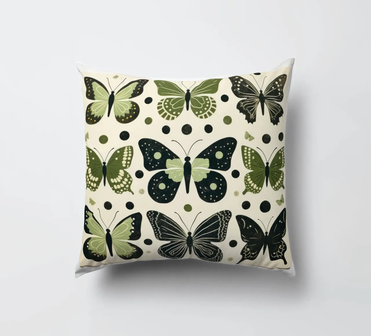 Farfalla verde 4 cuscino da Minimal Animal Art