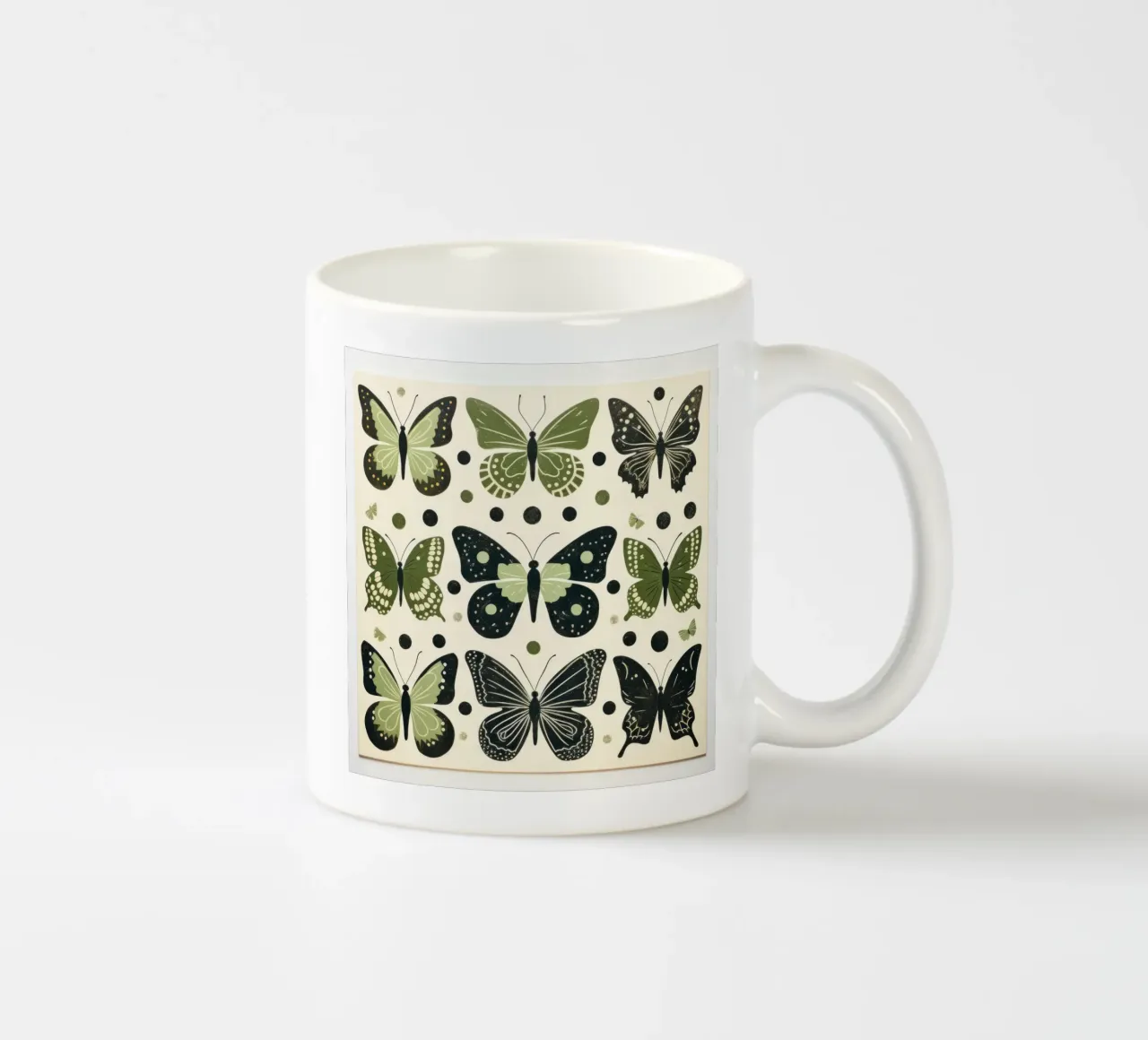 Farfalla verde 4 tazza in ceramica da Minimal Animal Art