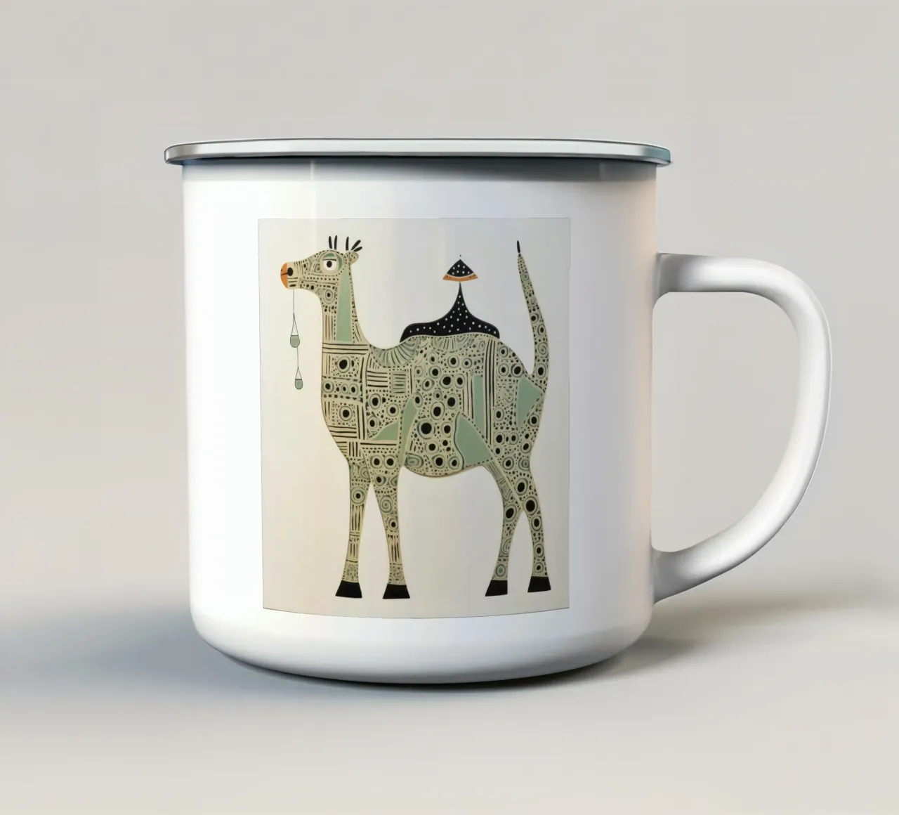 Cammello verde 1 tazza in smalto da Minimal Animal Art