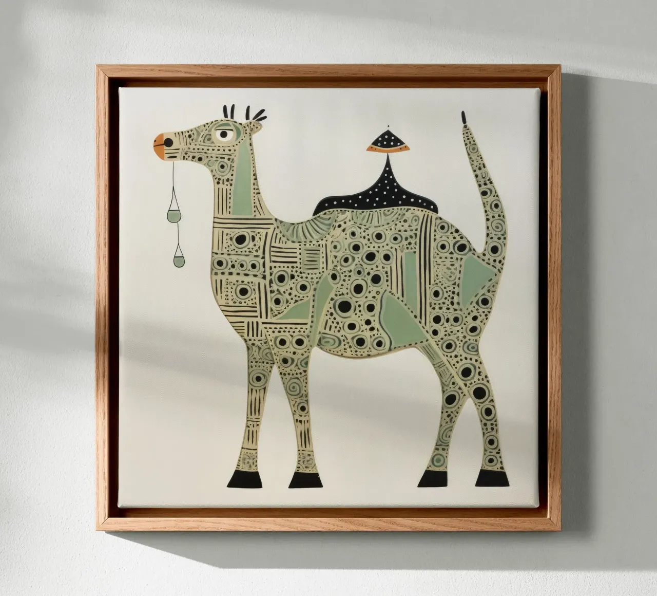 Green Camel 1 canvas met Baklijst van Minimal Animal Art