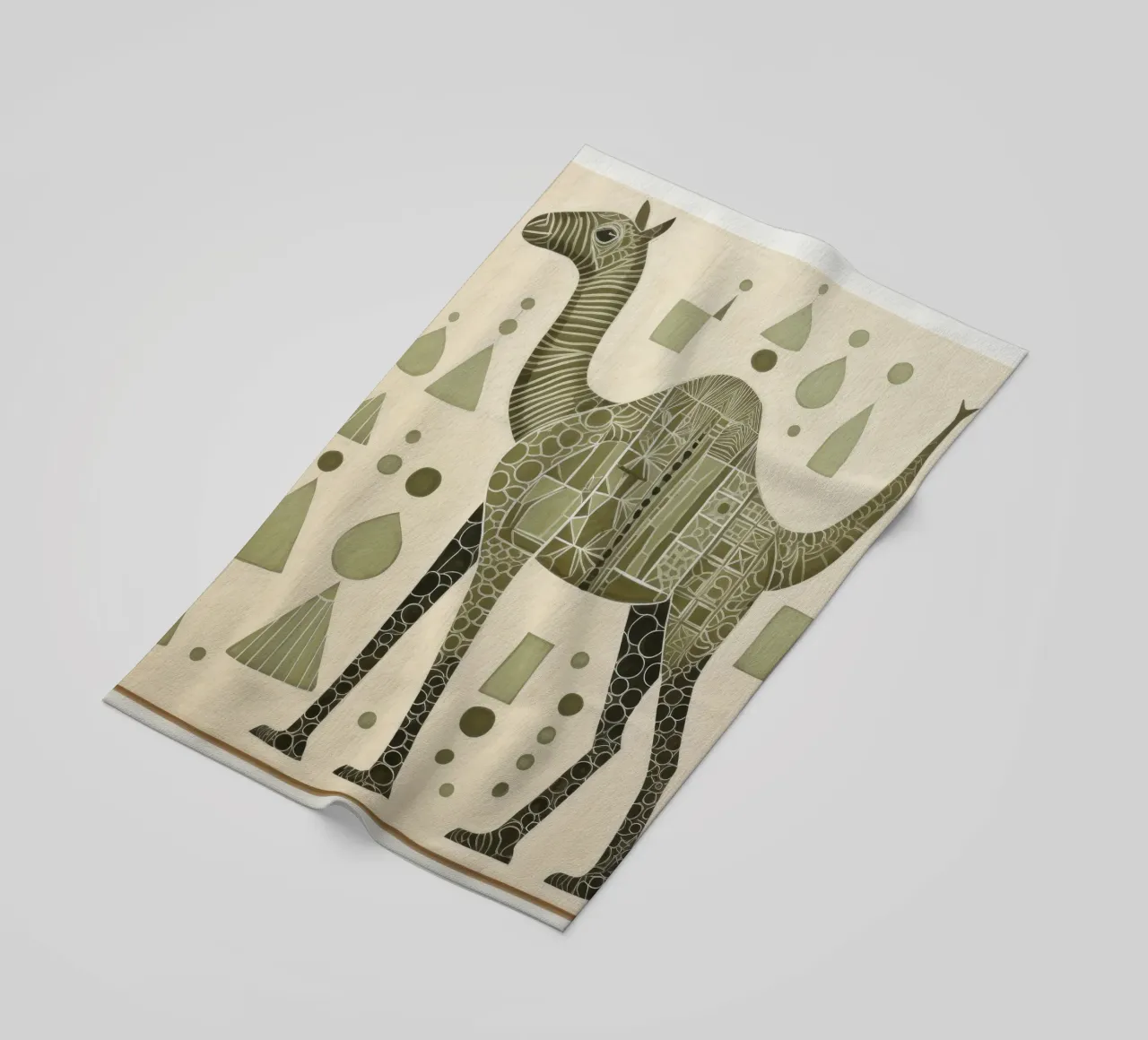 Cammello verde 2 telo mare da Minimal Animal Art